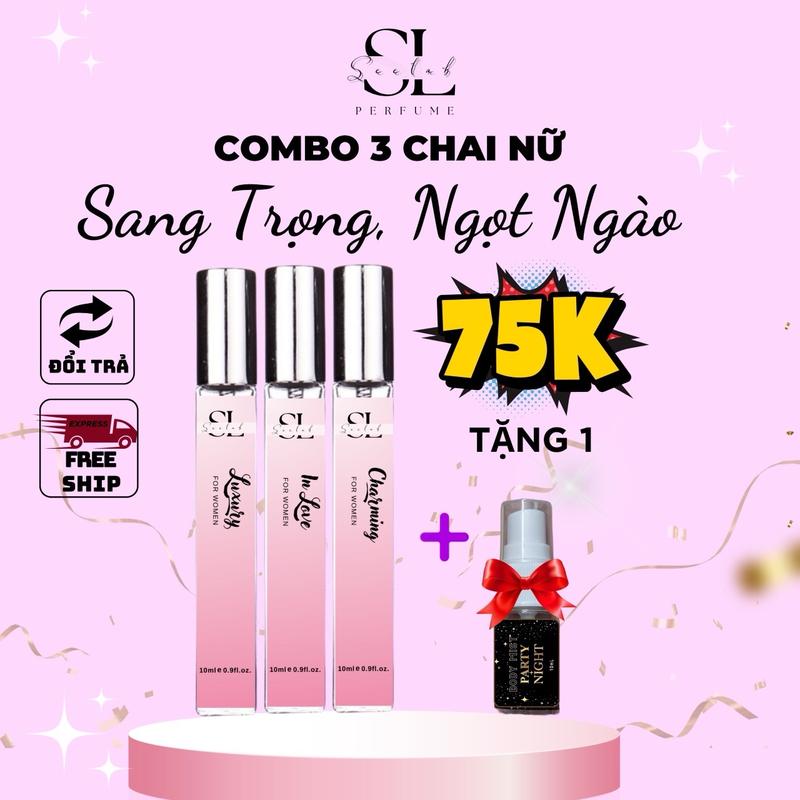 Mua 1 được 4 - Combo 3 chai nước hoa nữ 10ml - Sang trọng Ngọt ngào Tiệc tùng Kèm quà tặng Seelab Perfume Cosmetic Women Xịt Thơm