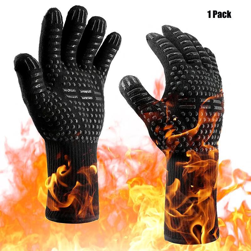 Heat Resistant Silicone Barbecue Glove, 1 Count Non-slip Grilling Glove, Travel Accessories, Household Long Kitchen Oven Glove for Baking, Cooking, Cutting 0