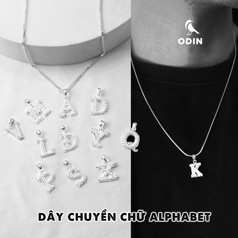 Dây chuyền mặt chữ cái Bạc S925 Nam Nữ ICE ALPHABET ODIN - Tặng kèm nước rửa bạc