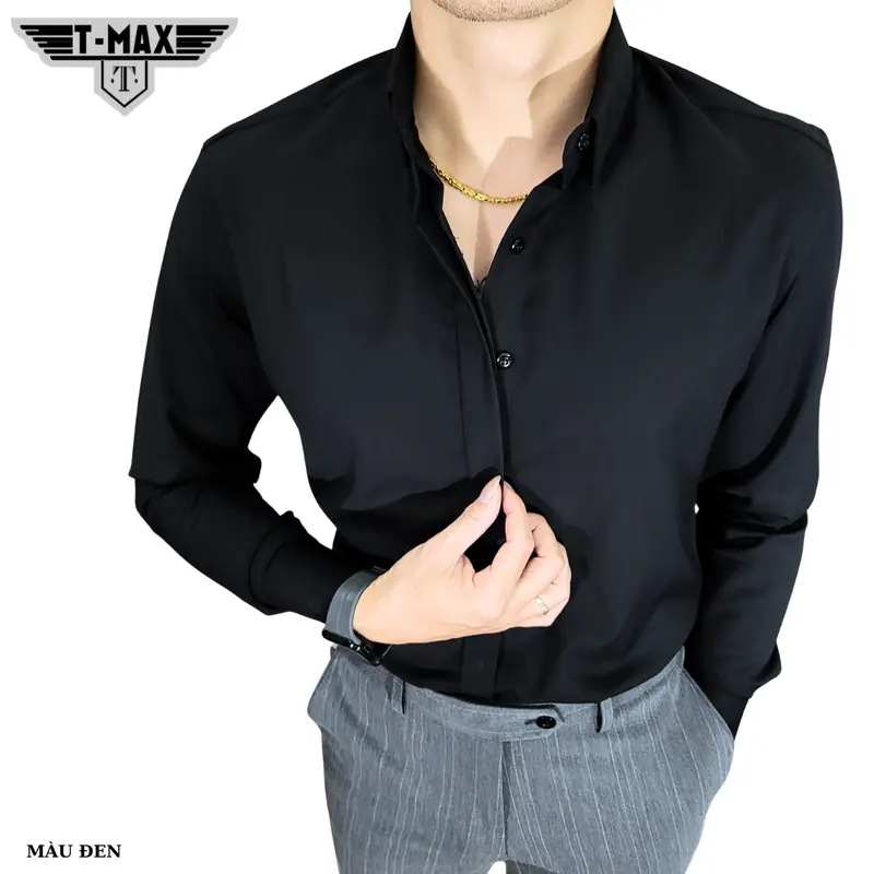 Áo Sơ Mi Lụa Bambo T-MAX LUXURY Dáng Slimfit, Dài Tay, Co Giãn, Khuy Nẹp Ẩn – Sang Trọng, Nhẹ Mát, Lịch Lãm Mỗi Ngày 3