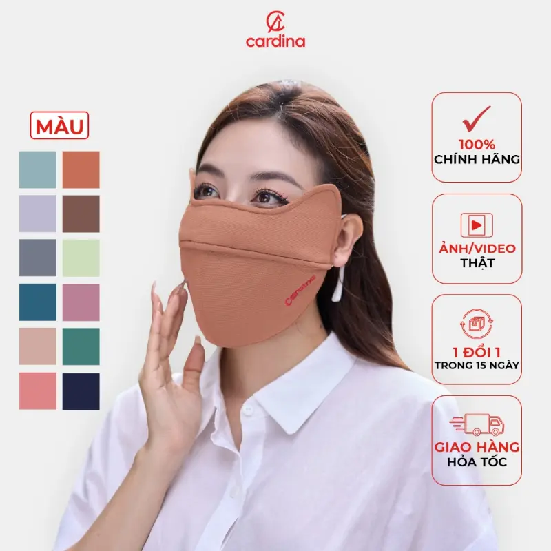 Mẫu mới Khẩu trang CARDINA chống tia UV lõi bông hoạt tính lọc không khí làm mát thiết kế ch vùng da mắt nhạy cảm 4KTKK01