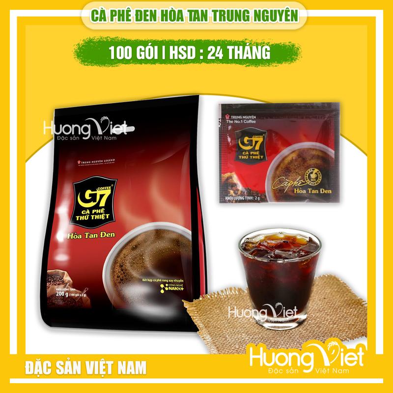 Cà phê ĐEN G7 hòa tan Trung Nguyên Legend (túi 100 gói x 2g), cà phê hòa tan không đường