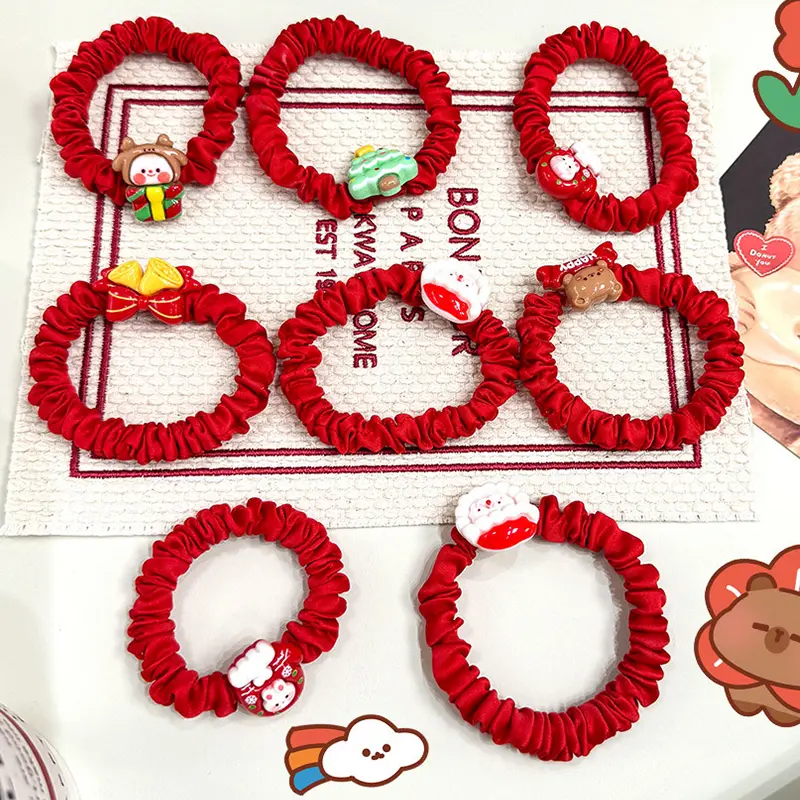 Dây Buộc Tóc Giáng Sinh, Thiết Kế Hoạt Hình Dễ Thương, Đàn Hồi Cao, Dành Cho Phụ Nữ Và Trẻ Em Gái, Ngọt Ngào Và Dễ Phối Đồ, Phụ Kiện Tóc, Thời Trang, Phong Cách Kawaii, Tuyệt Vời Làm Quà Tặng 2