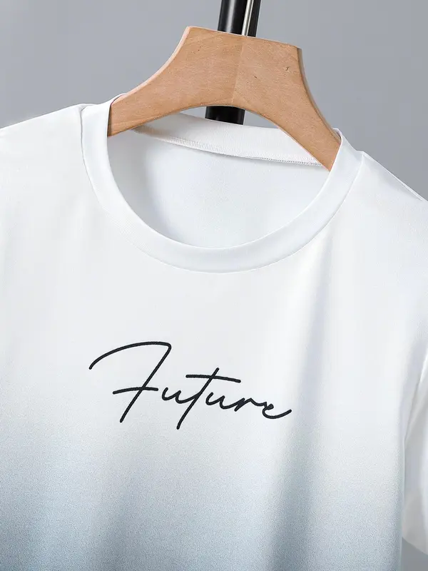 Boy's Ombre Letter Print Short Sleeve T-shirt Tee & Elastic Waist Shorts Set, Summer Outfits 2024, Summer Sets, Kids Clothing, Comfort Cozy Casual Summer Outfits Clothes for Kids, Festival Outfit 2024 6
