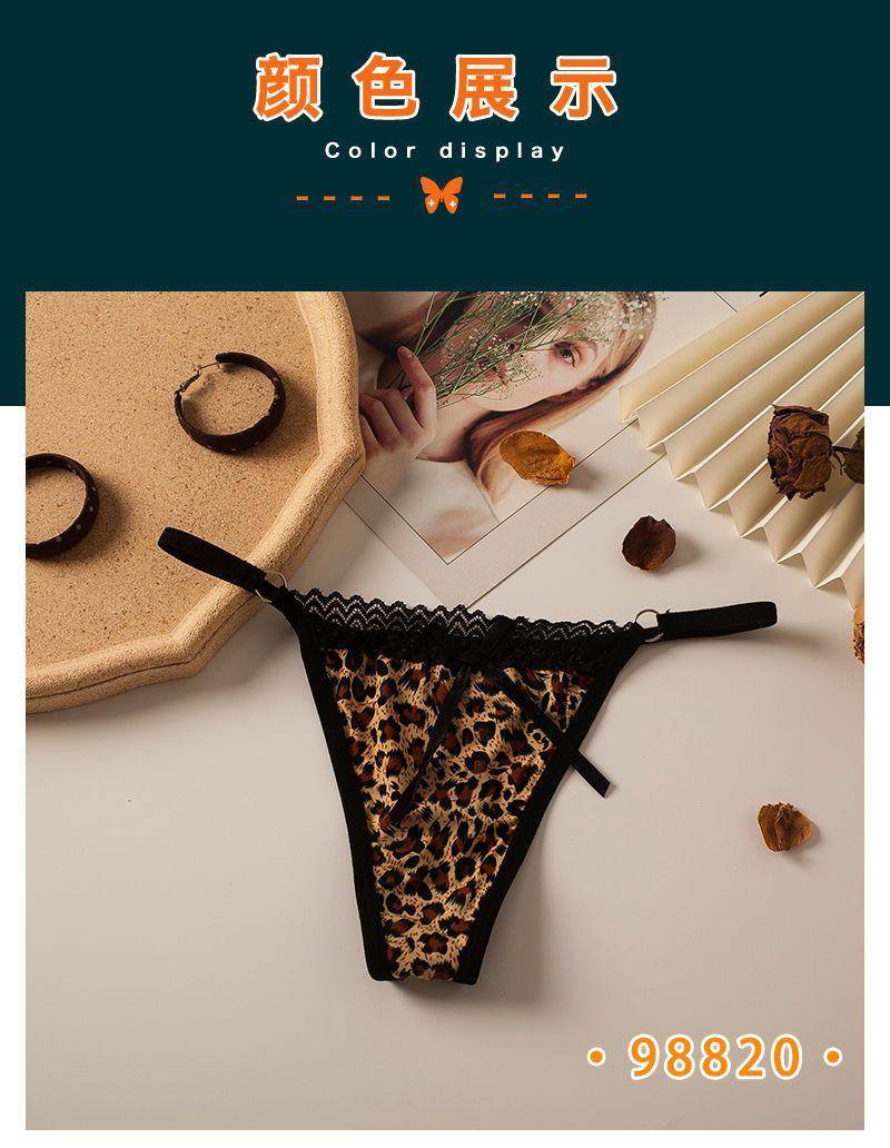 Product Introduction of Sexy Lace Seamless Underwear Temptation Hot T-Back Crotch Pure Cotton Low Waist High-Grade Leopard Print Thin T-Shaped Underwear Ladies 19