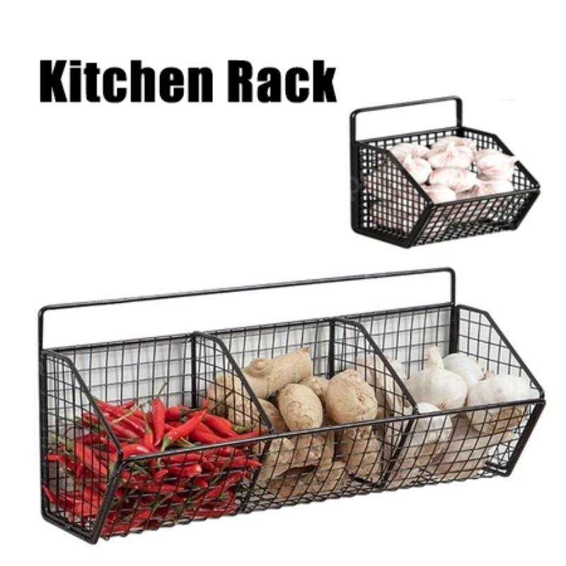 1/2/3 Grids Wall Mounted Storage Rack Onion Ginger Spice Rac - TikTok ...