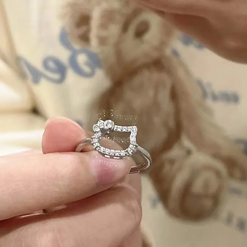 Nhẫn Hellokitty Kawaii, Phong Cách Mới, Dành Cho Nữ, Thiết Kế Độc Đáo Với Mèo Kt, Dễ Thương Và Ngầu, Thời Trang Và Tinh Tế, Thích Hợp Cho Phong Cách Ins