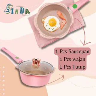 【READY STOCK】 Sinda Store Panci Mpasi Cookware Full Set - Peralatan Panci Bayi Warna Pink/Blue Granite Die Cast ( Kuat ) & Anti Lengket Balita wajan Blue Pink