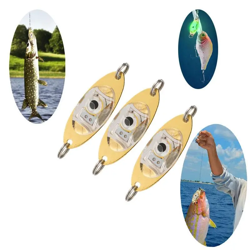 LED Fishing Lure Light, 3 Counts/set Fake Fishing Bait with Hook, Fishing Accessories for Outdoor Fishing, Fishing Supplies