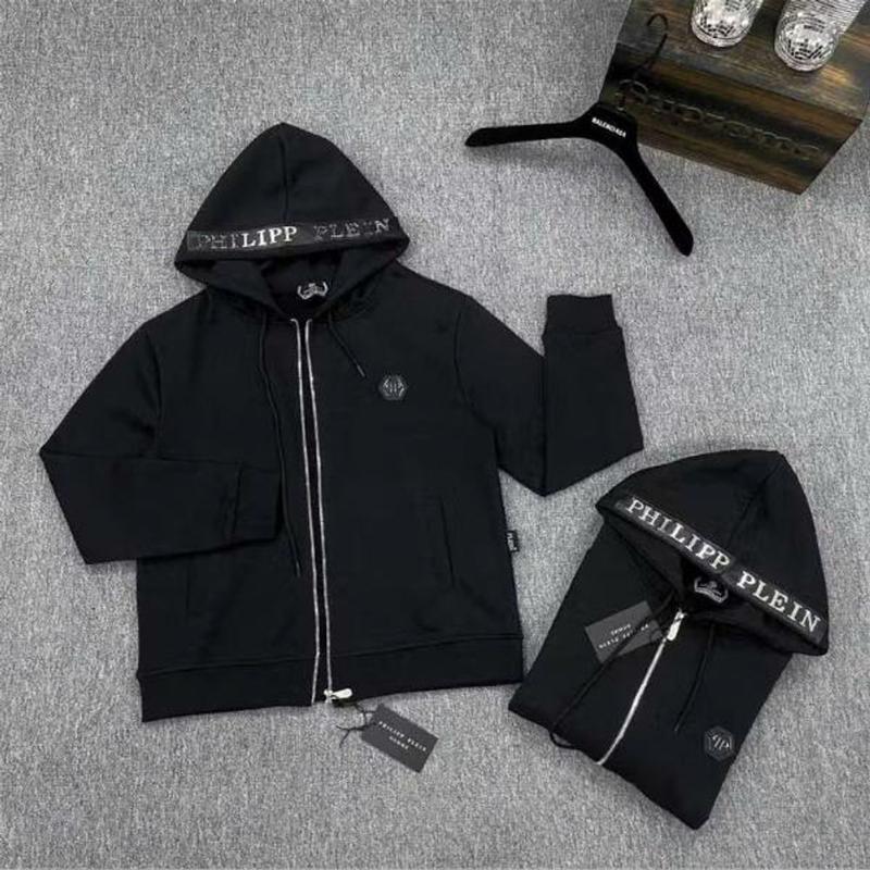 Áo Hoodie Zip Philip Plein NewWinte Bản Viền Mũ Hoạ Tiết Nổi Unisex Menswear - Jacket