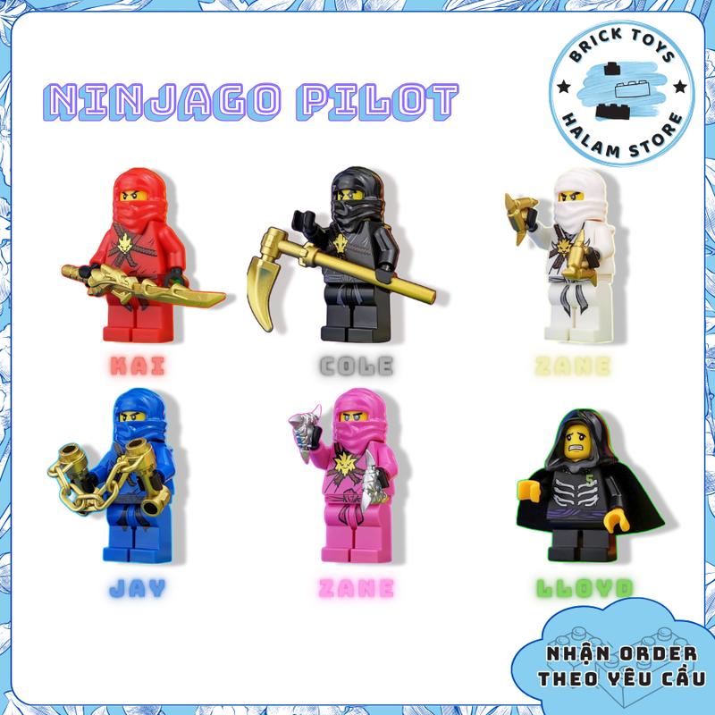 [Bản đẹp] Đồ chơi lắp ráp Combo 6 minifigures Ninjago Pilot season 1 - Mô hình lắp ghép nhân vật Ninja
