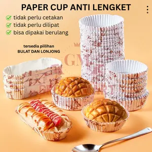 GM Isi 50pcs Paper Cup Cake Roti Bulat Motif Kincir Strawberry Laminating Anti Lengket / Cup Cake Anti Minyak Kincir Angin Bulat Lonjong 8cm