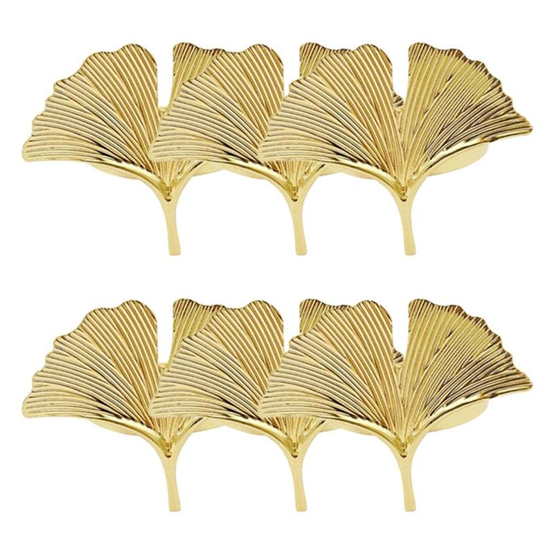 6pcs Ginkgo Biloba Napkin Ring Buckle Can Be Used for Wedding Banquet Mother'S Day Table Decoration. 3