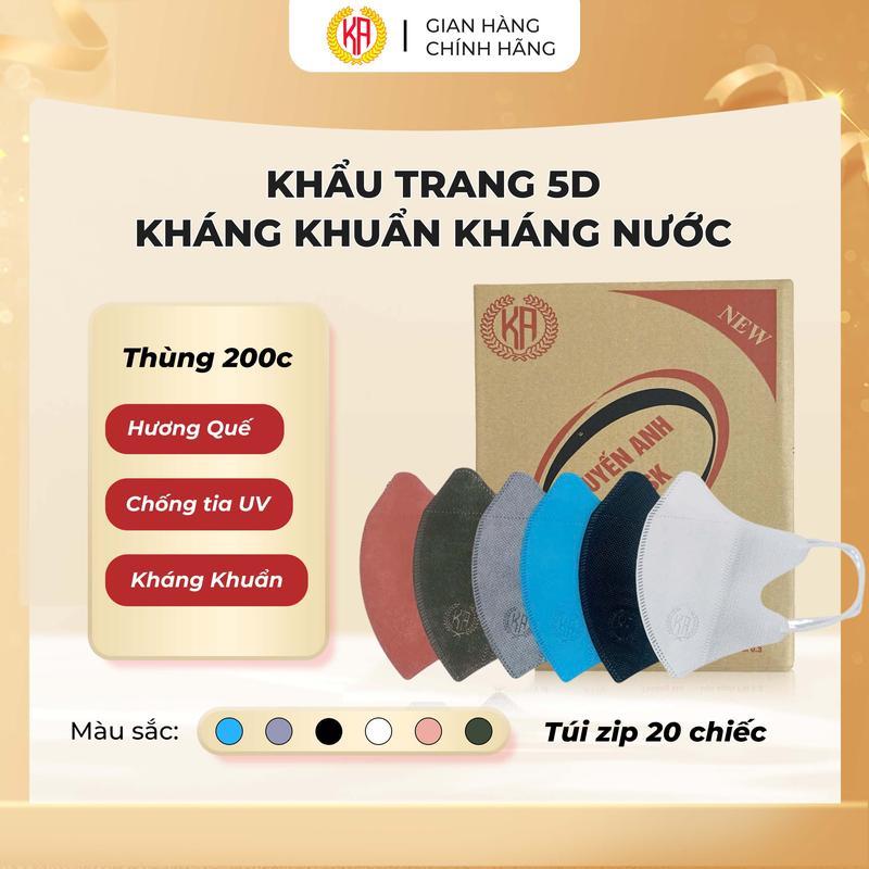 Hộp 200c Khẩu Trang Hương Quế 5D  Khuyến Anh Giúp Chống Tia UV Ngăn Ngừa Bụi Mịn