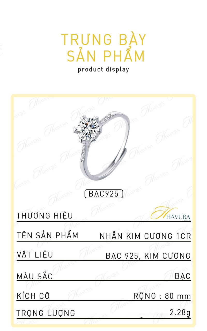 Product Introduction of Nhẫn bạc HAVURA,  nhẫn bạc Ý 925 cao cấp đính đá quý cá tính M065528 1