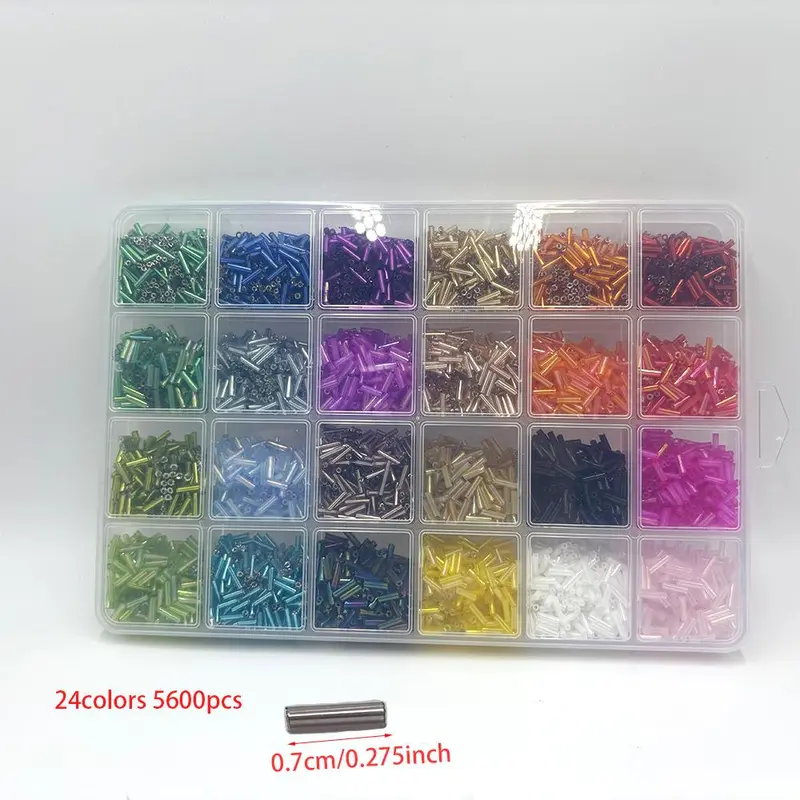 7mm Long Glass Bead Kit, 5600pcs/set 24 Color Bead, DIY Beading Accessories for Bracelet & Necklace Making, Jewelry Making Supplies 1