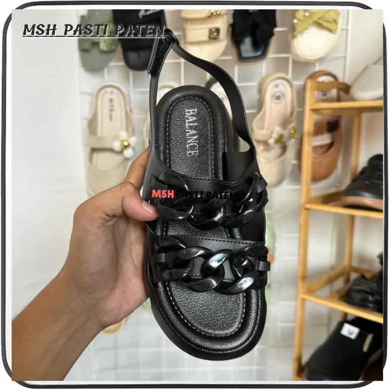 Sandal Gunung Karet kekinian Motif Rantai Wanita Anti Slip Jelly Sendal 3