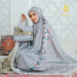 Abidah.co - Mukena Dewasa Silky Jumbo 2in1 Floral Rose Renda Premium