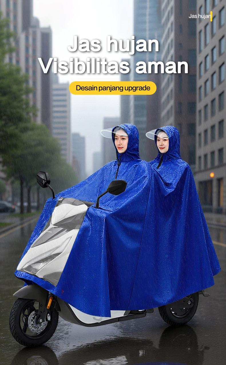 Jas hujan terbaru untuk dua orang, jas hujan motor yang modis dan tahan lama, tebal dan anti air, cocok untuk berkendara motor, bisa digunakan pria dan wanita