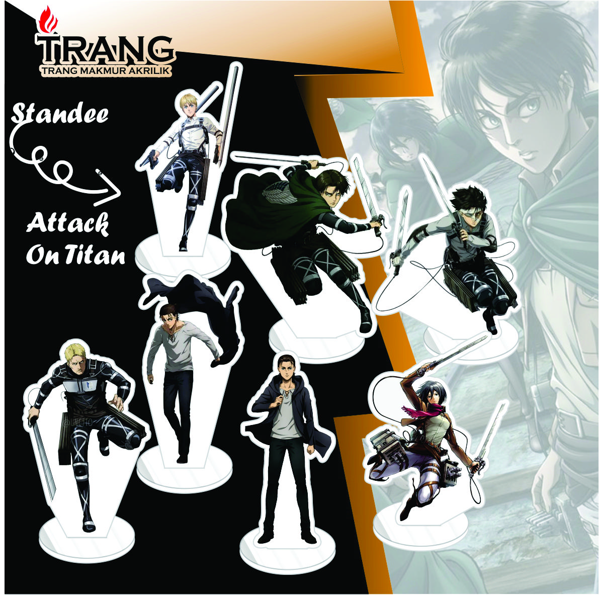 Standee Figure Akrilik Attack On Titan / Standing Action figure Acrylic Attack On Titan