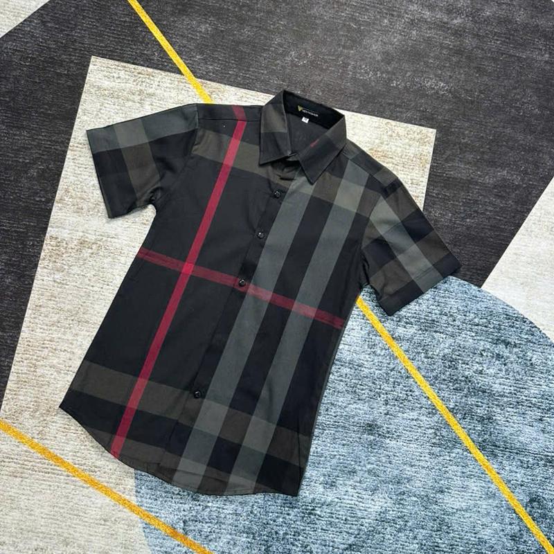 Áo sơ mi nam ngắn tay mẫu mới chất vải lụa cotton vải dày mềm mịn thoáng mát thiết kế kẻ sọc đỏ xám form chuẩn Menswear