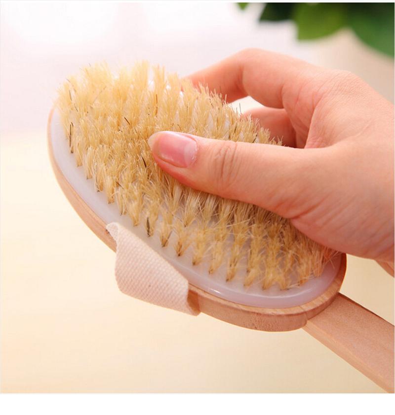 Product Introduction of 1pcs Exfoliating Wooden Body Massage Shower Brush Natural Bristle Bath Brush Soft SPA Woman Man Skin Care Wet Dry Body Brush Accessory Light Smooth Hand Personal 23