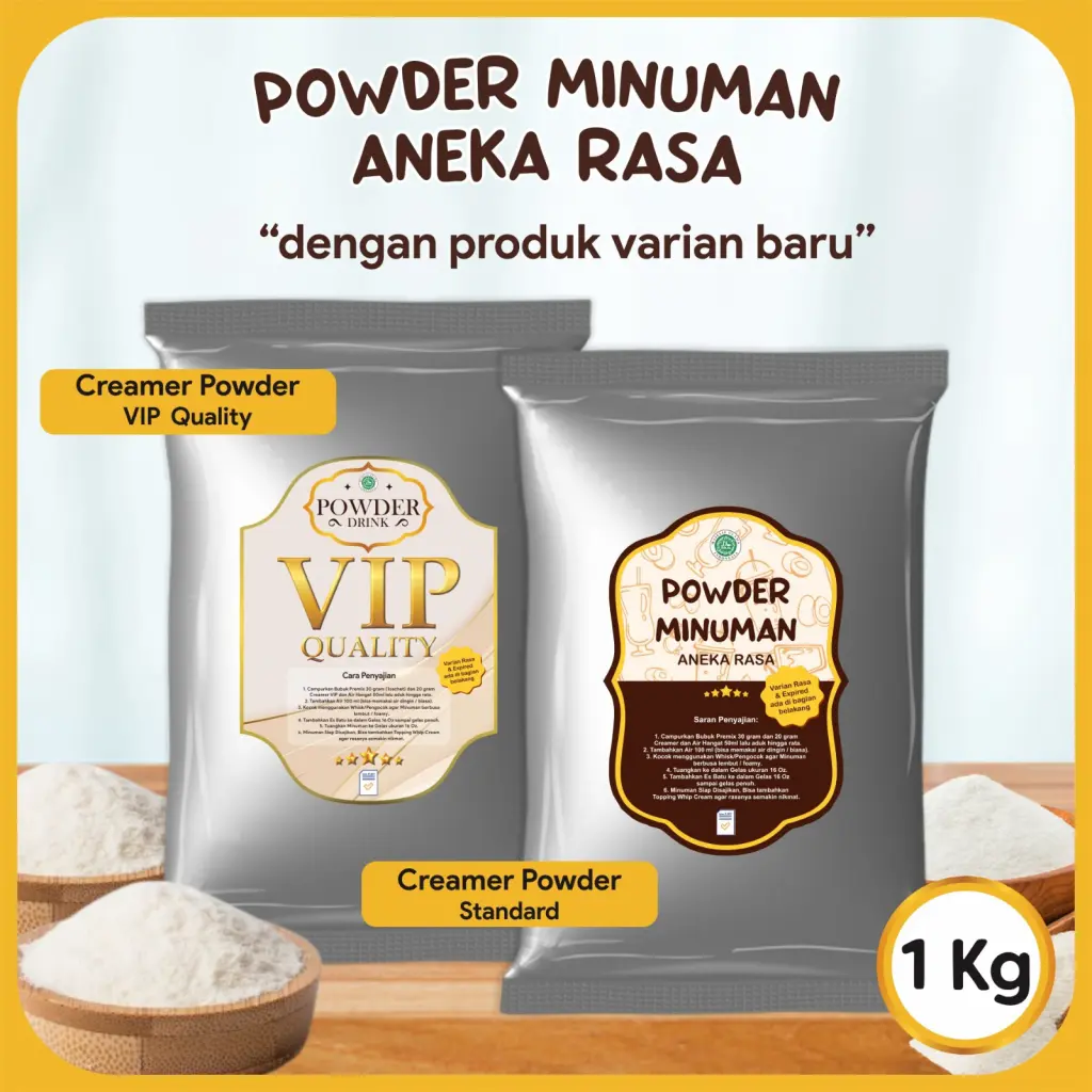 Krimer Bubuk VIP Creamer Powder Kualitas Premium 1 Kg Non Diary Bubuk Krimer Premium