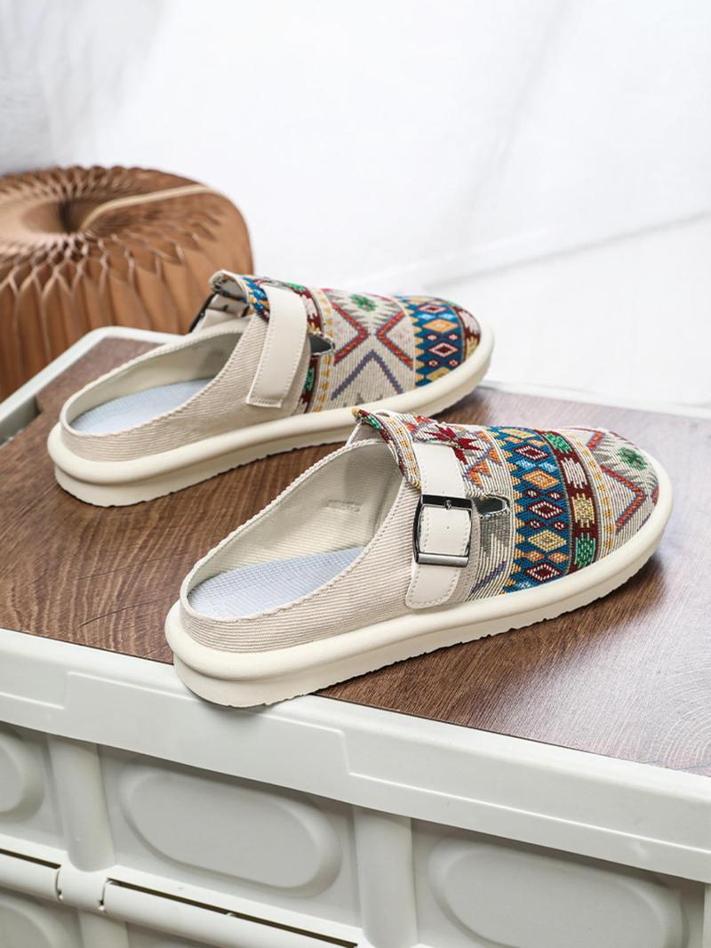 Product Introduction of Men's Fashionable Ethnic Pattern Slides, Casual Comfortable Breathable Lightweight Slides, Fashionable Slides for Daily Wear, Slippers, Boy 8