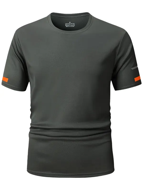 Men's Solid Quick Drying Short Sleeve Tee, Regular Fit Casual Breathable Round Neck T-shirt for Daily Wear, Men's Top for All Seasons 5