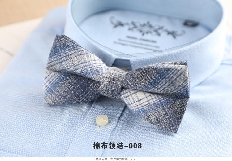 Product Introduction of 1PCS Men's Bow Tie Korean Version Fashion Casual Bow Cotton Trendy Plaid Striped Collar Bow Tie Manufacturer Wholesale Spot 11
