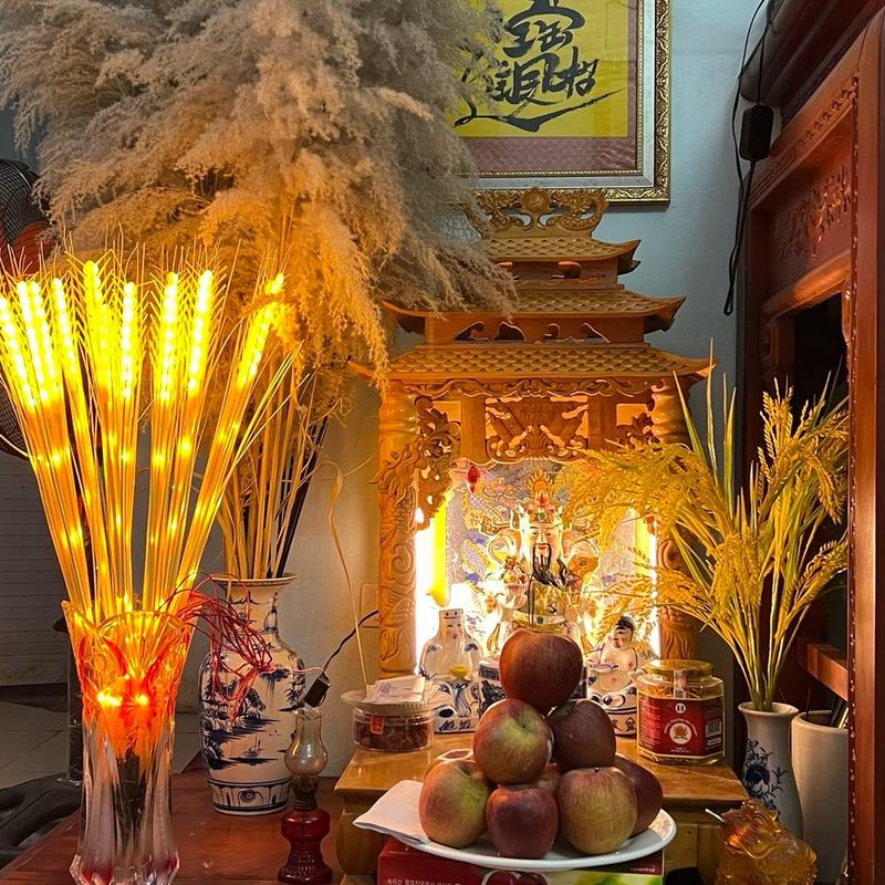 Đèn led hình bông lúa bó 15 bông ánh sáng vàng