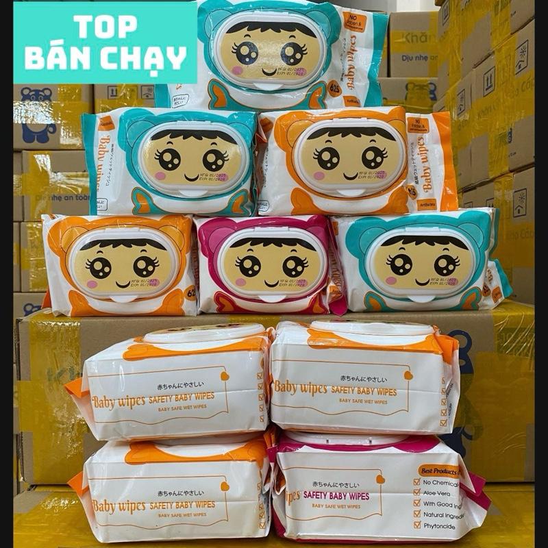 M12-Combo 10 bịch khăn giấy ướt BABYWIPE 625gram Khổ giấy to 18x24cm vải bị mềm êm không mùi không cồn xài cho bé