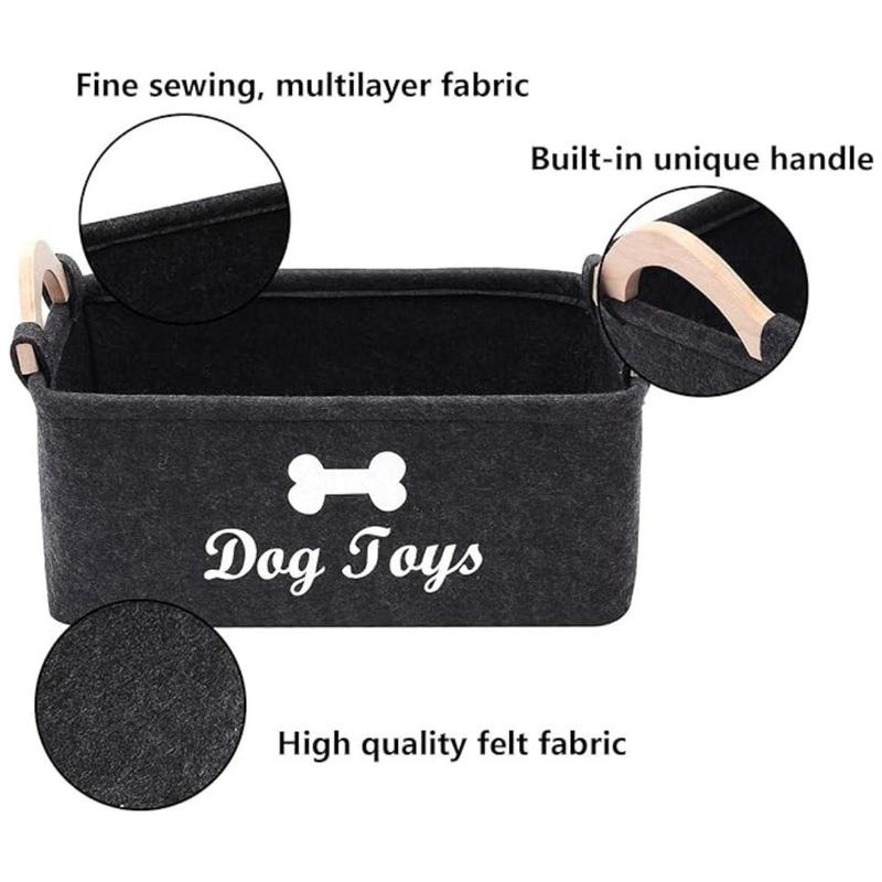 Felt Pet Toy Storage Basket, 1 Count Portable Foldable Pet Toy Storage Box, Multi-purpose Large Capacity Pet Toy Organizer, Home Organizers 7