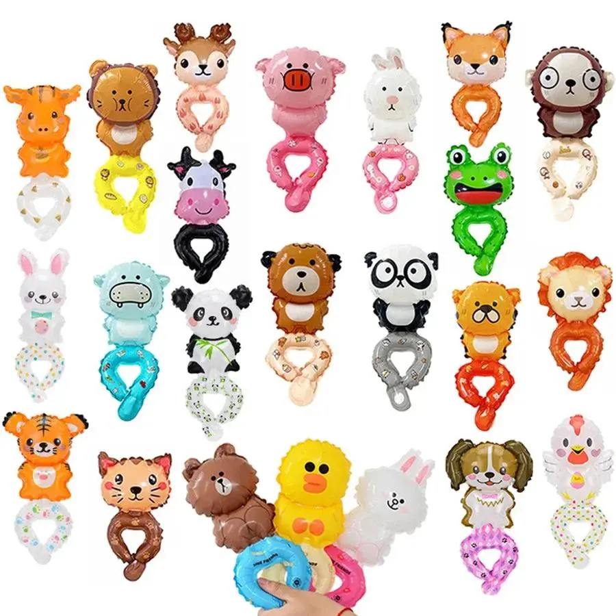 10Pcs Cute wrist cartoon animal balloon birthday party decoration colors bright night market park children's toys small gifts Sw