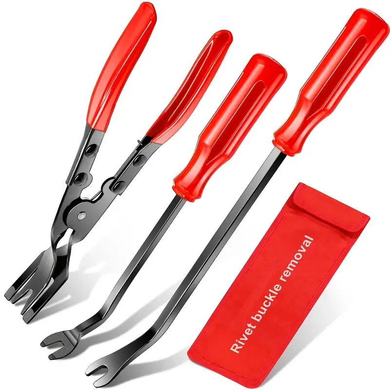 VIM Tools Extra Long Door Panel Clip Remover – 2-Piece Automotive Push Pin Pry Bar Set, V613
