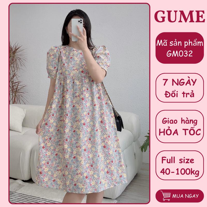 Váy Bigsize Hoa Nhí Thiết Kế GUME Váy Bầu Dáng Babydoll Cổ Tròn Tay Bồng Chất Vải Hoa Nhí Cao Cấp Mềm Mát Dễ Thương Mặc Đi Làm Đi Chơi Mặc Ở Nhà GM032
