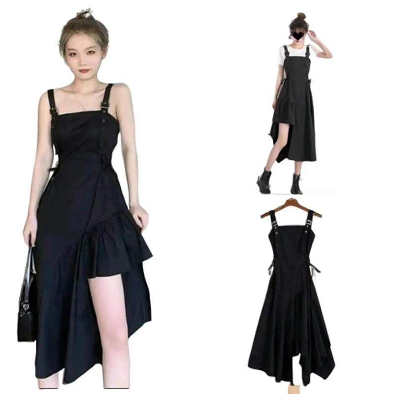 Váy oze lệch tà  lệch tà sai m và l from 40-60kg Nữ Đầm Màu Đen Women Voan Dress Voi Nhung tiệc