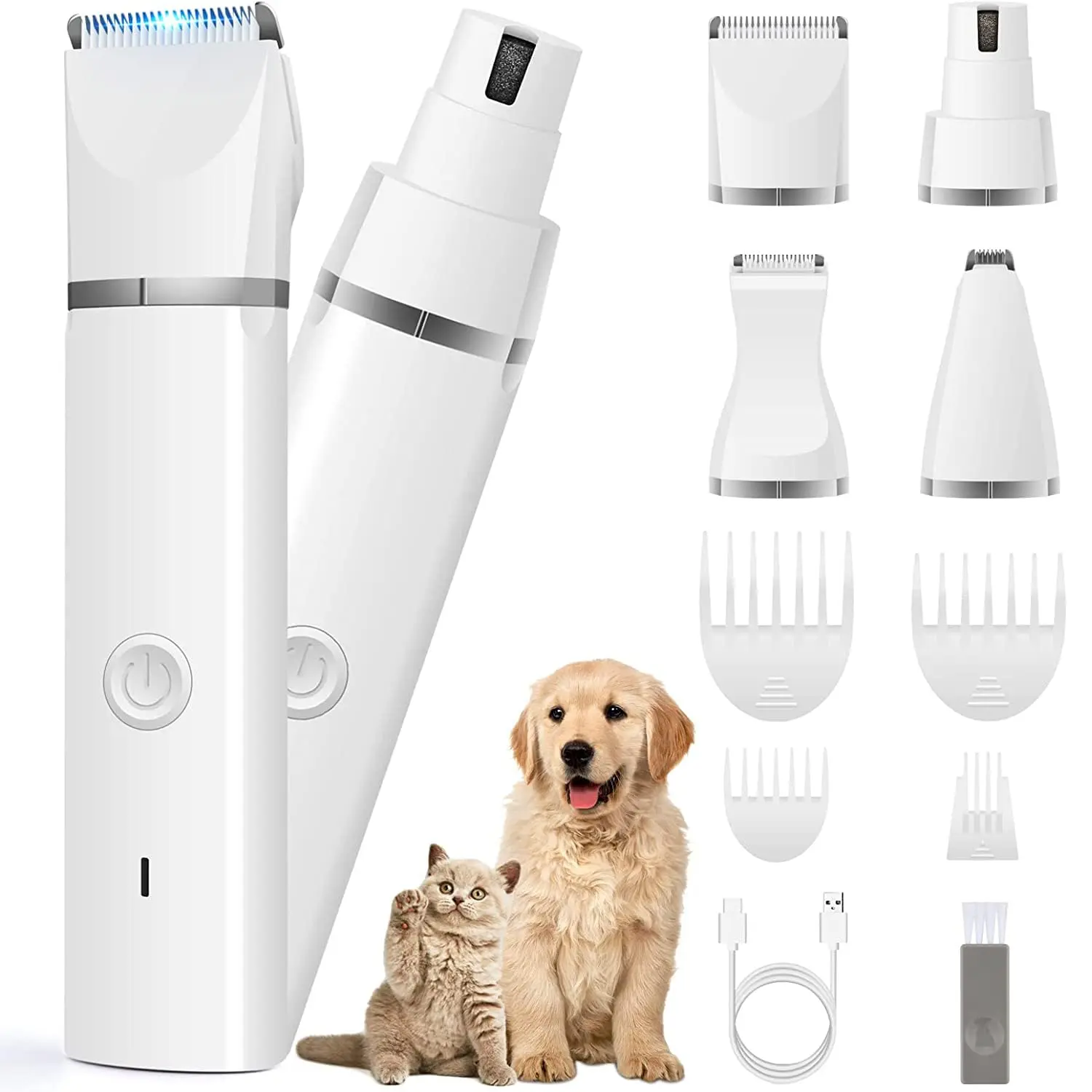 Electric Pet Hair Trimmer, 4 in 1 Multifunctional Low Noise Pet Hair Shaver, Pet Grooming Tool for Dog & Cat
