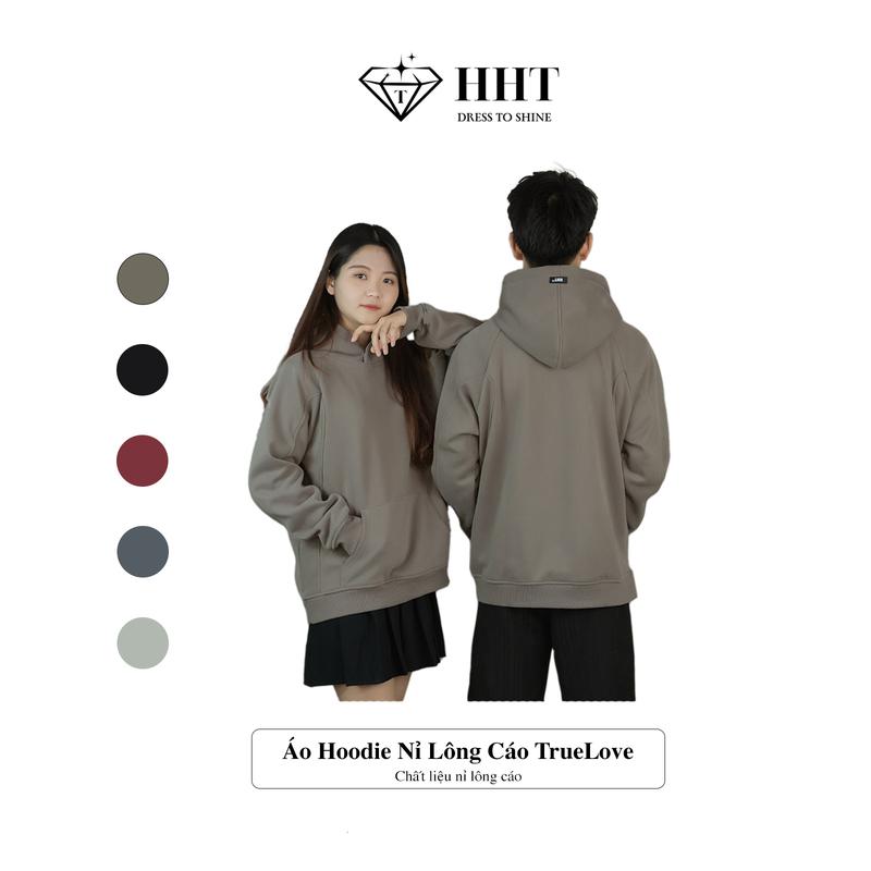 Áo Hoodie TrueLove Nỉ Lông Cáo 420gsm Nam Nữ, Không Xù Lông, Form Rộng, Có Mũ Rộng 2 Lớp, Có Túi với 5 Màu Năng Động Trẻ Trung Menswear Dài Tay - HHT TRUELOVE hoodie  amee hoodie  nỉ Kem hoodie  nature Đen