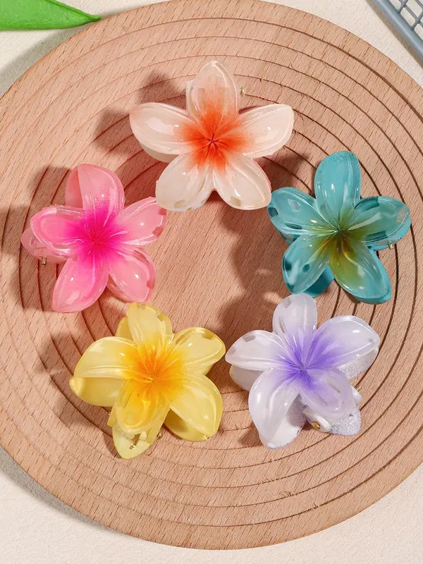 Cute Flower Design Hair Claws, Colorful Non-slip Hair Claws, Fashion Hair Accessories for Women & Girls, Minimalist Hair Claws Set Suitable for Thick Hair 4