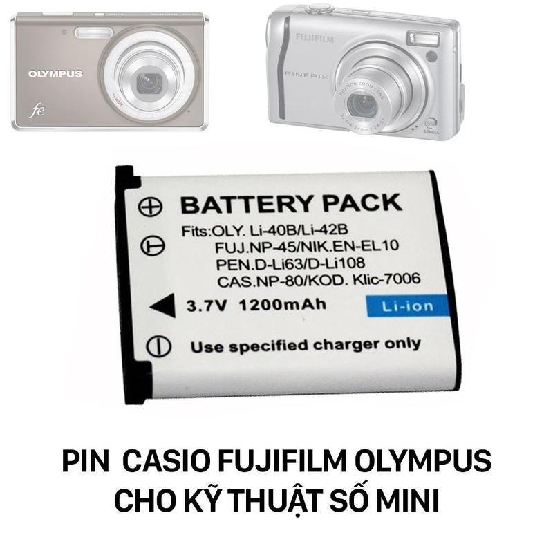 Pin cho Máy ảnh Olympus Li-40B Li-42B Fujifilm Nikon NP-45 EN-EL10 Casio NP-80…