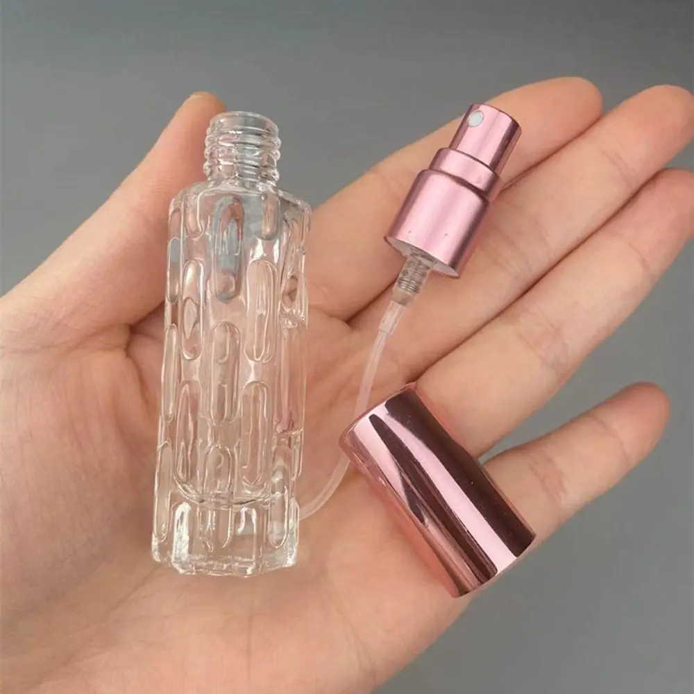 Reusable 10ml Travel Glass Perfume Bottle Bitter Gourd Pattern Transparent Empty Spray Atomizer Refillable Subpackaging Liquid Sprayer Women Girls