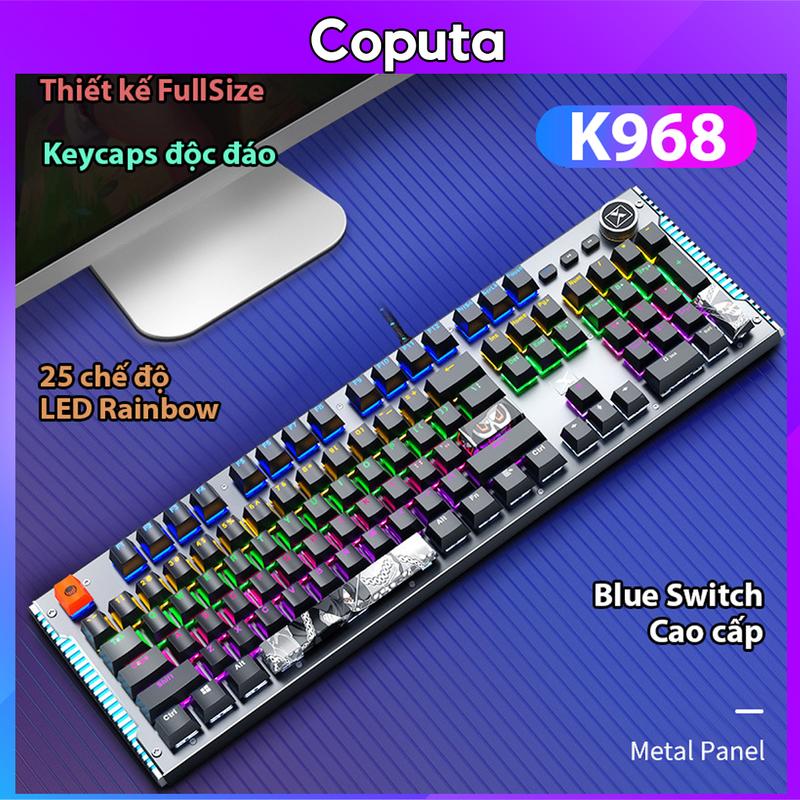 Bàn phím cơ Coputa bàn phím cơ máy tính laptop chơi game full LED 104 phím K968