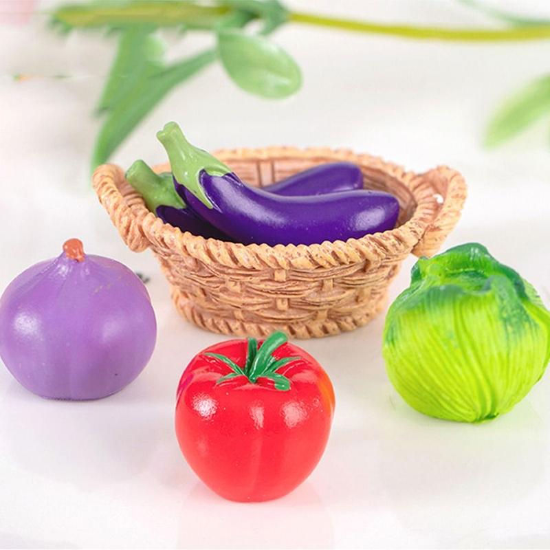 Product Introduction of NATURAL LIVING Festive Supplies Cute Vegetable Figurines Miniatures Mini Resin Crafts Simulation Vegetable Basket DIY Realistic Vegetable Model Micro Landscape Ornaments 11