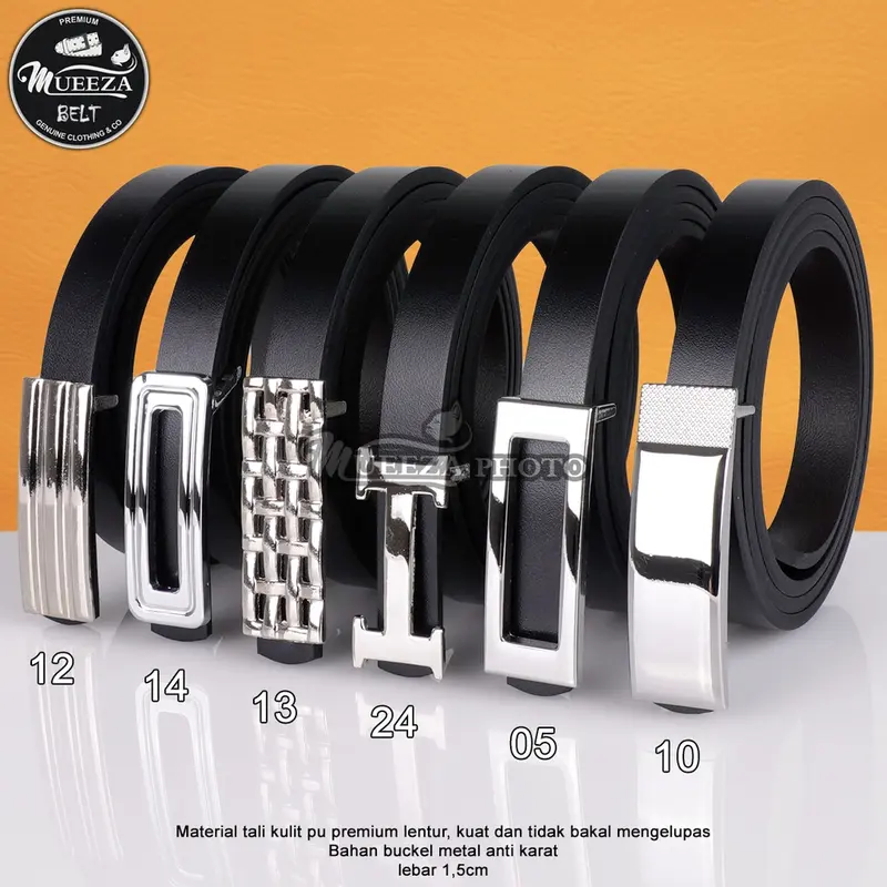 Ikat Ban Pinggang Wanita Cantol Fashion Kulit PU Gasper Sabuk Cewe Womens Belt 1.5MBIAN 1.5cm B Silver Aksesoris 0