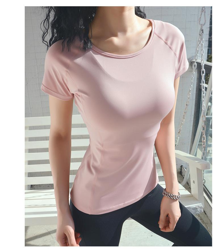 Product Introduction of New Exercise T-shirt Women's Quick-Drying Running Training Short Sleeve Yoga Jacket Summer Internet Celebrity Sexy Beauty Back Workout Clothes 11