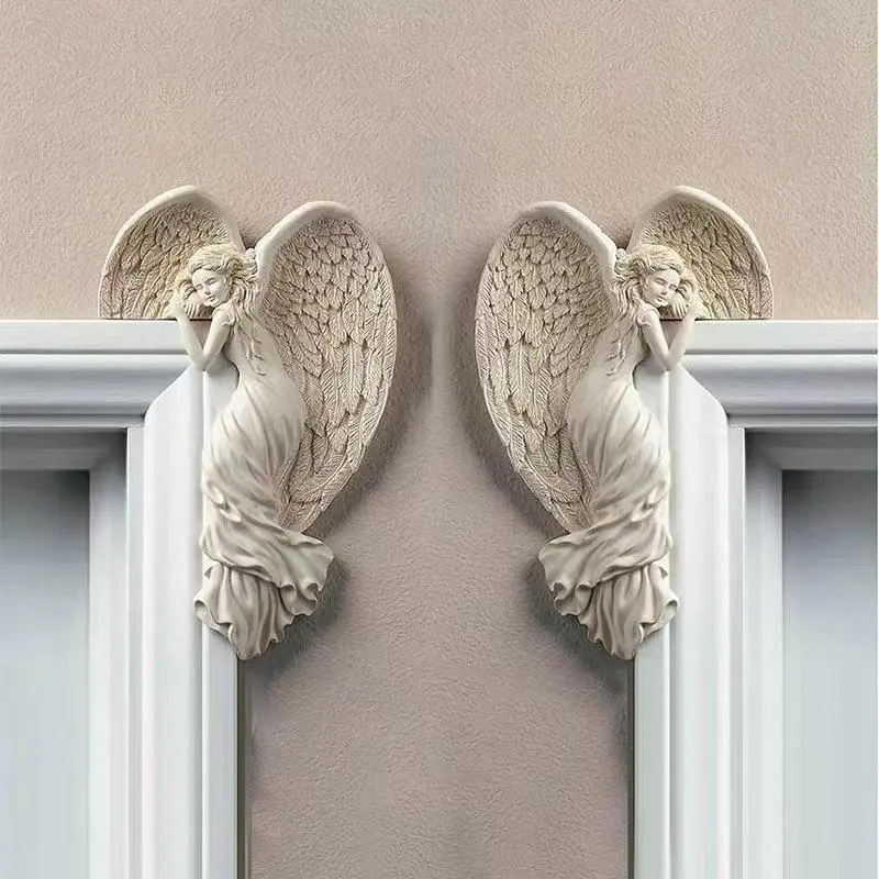 Angel Wing Design Wall Decor, 1 Pair Resin Angel Wing Wall Decor, Wall Art for Home Living Room Bedroom Stairway Decor