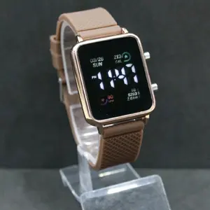 Jam Tangan Wanita LED Watch JSS 3498 Rubber Digital, Besi Tahan Karat, Kaca Mineral Aksesoris