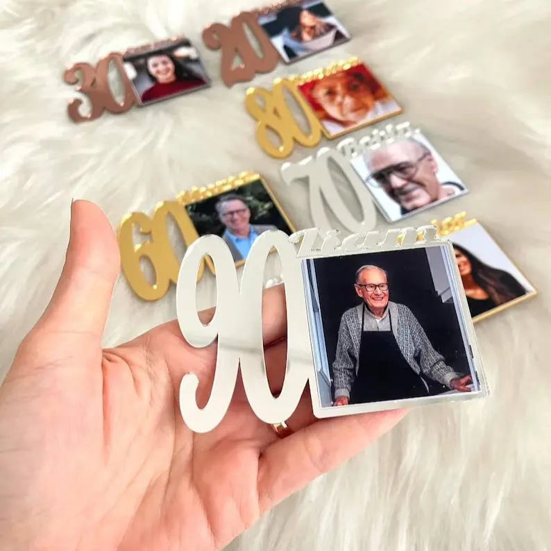 Ref Magnet Photo Frame 4 Souvenirs Acrylic Mirror fridgemagnets personalized refmagnet number