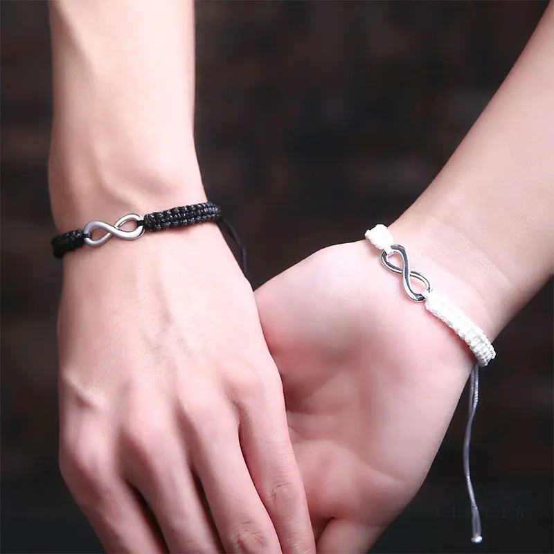 gelang infinity Pelapisan Logam ( 2 gelang) Tali Aksesoris Bracelets Hitam Putih pelapis logam white+black gelang & bangle